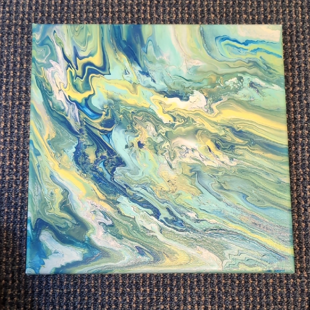 Abstract Blue and Yellow Canvas Art